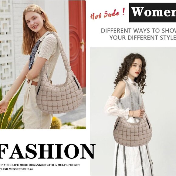 Elegant Quilted Tote Bag - Large Hobo, Lightweight & Versatile for All Occasions - Picture 11 of 11